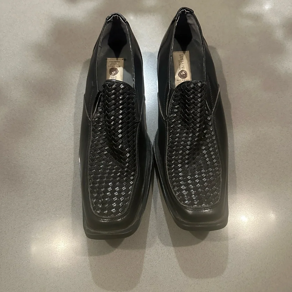 Like New! Lamasini Woven Genuine Leather Slip On Square Toe  Men's Shoes